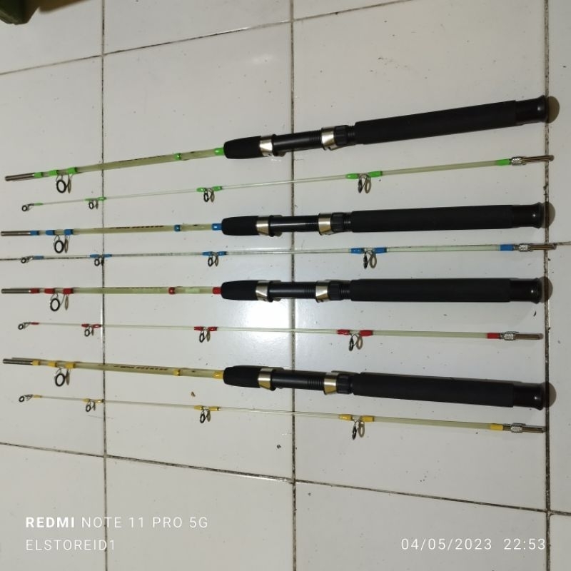 Joran Pancing FIBER SOLID Ungkul Sambung dua Dengan SHOCK DRAT 150 165 180 210cm Fukushima Seabass Power Solid