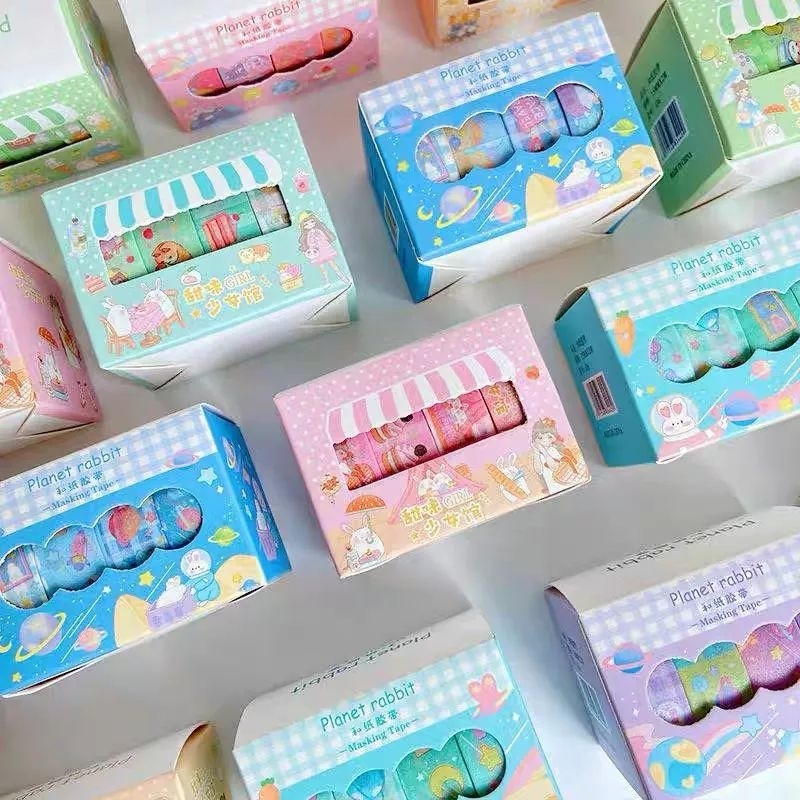 WASHI TAPE 4PCS/ BOX MASKING TAPE FANCY KAWAII INS RT96