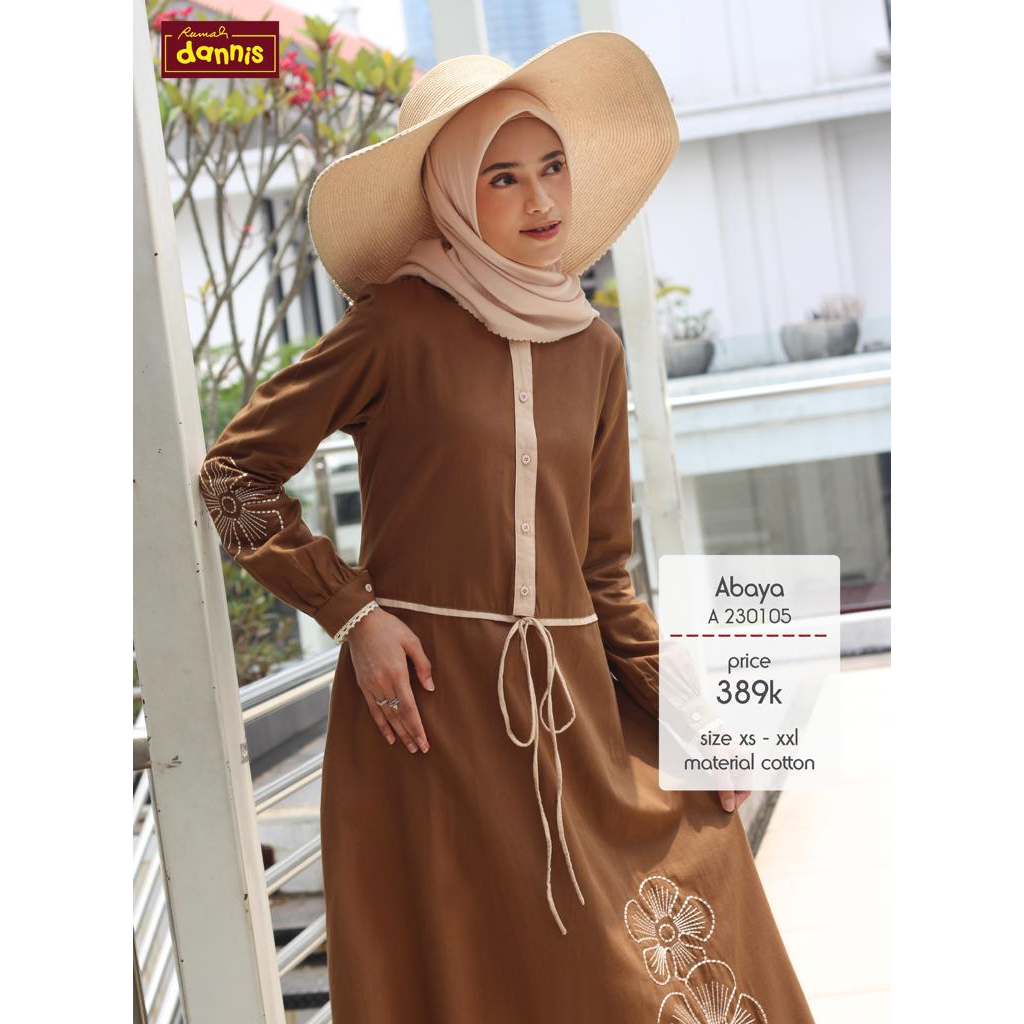 ABAYA DANNIS BORDIR BUNGA TERBARU