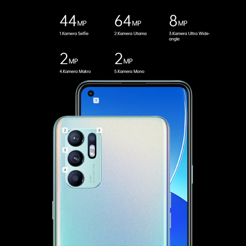 Oppo Reno 6 8/128GB RAM 8GB ROM 128GB 30W VOOC Flash Charge AI Color Portrait Video Garansi resmi OPPO BNIB OPPO Reno 5F OPPO Reno5 F OPPO Reno 5 OPPO Reno 6