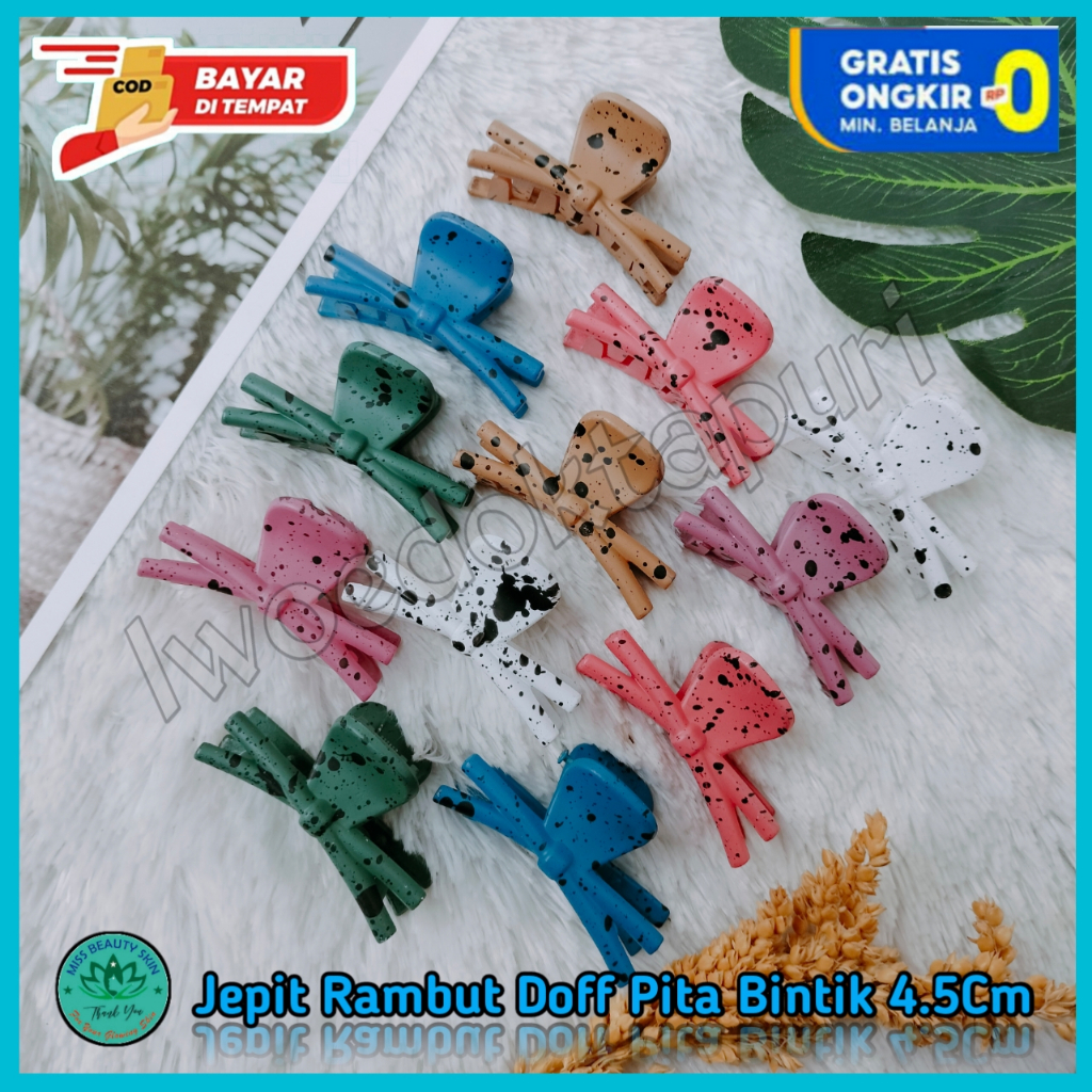 Jepit Ikat Rambut Jedai Doff Salon Korea Model Pita Ikat Bintik Cakar Love Mini Jumbo Import Bahan T