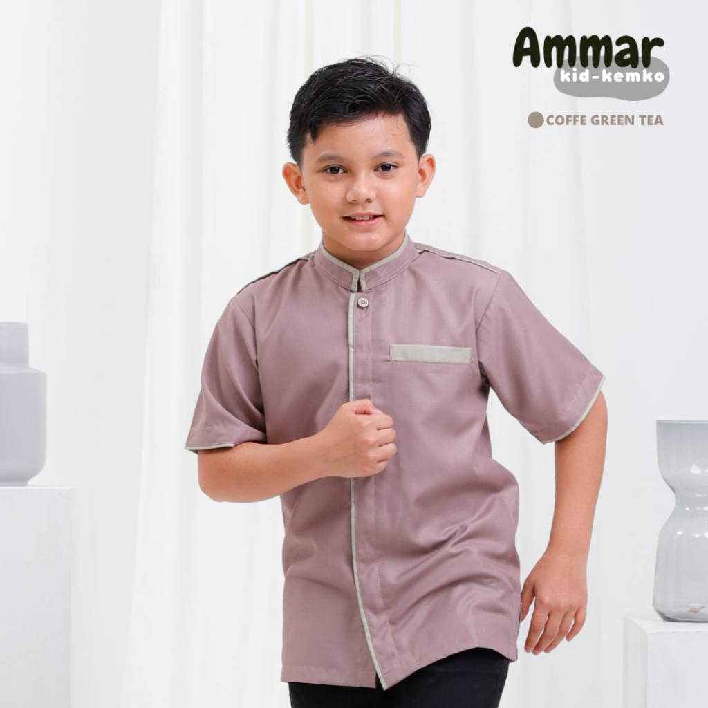 Riskirich Ammar Kemko Kids Kemeja Koko Lengan Pendek Bahan Katun Toyobo Premium Super Nyaman