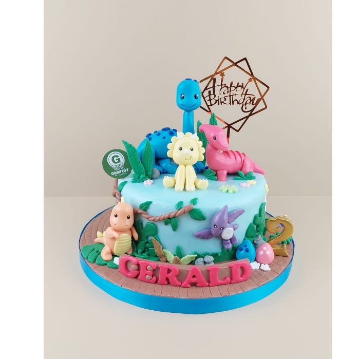 

CAKE TEMA DINOSAURUR UK 20CM / KUE ULANG TAHUN