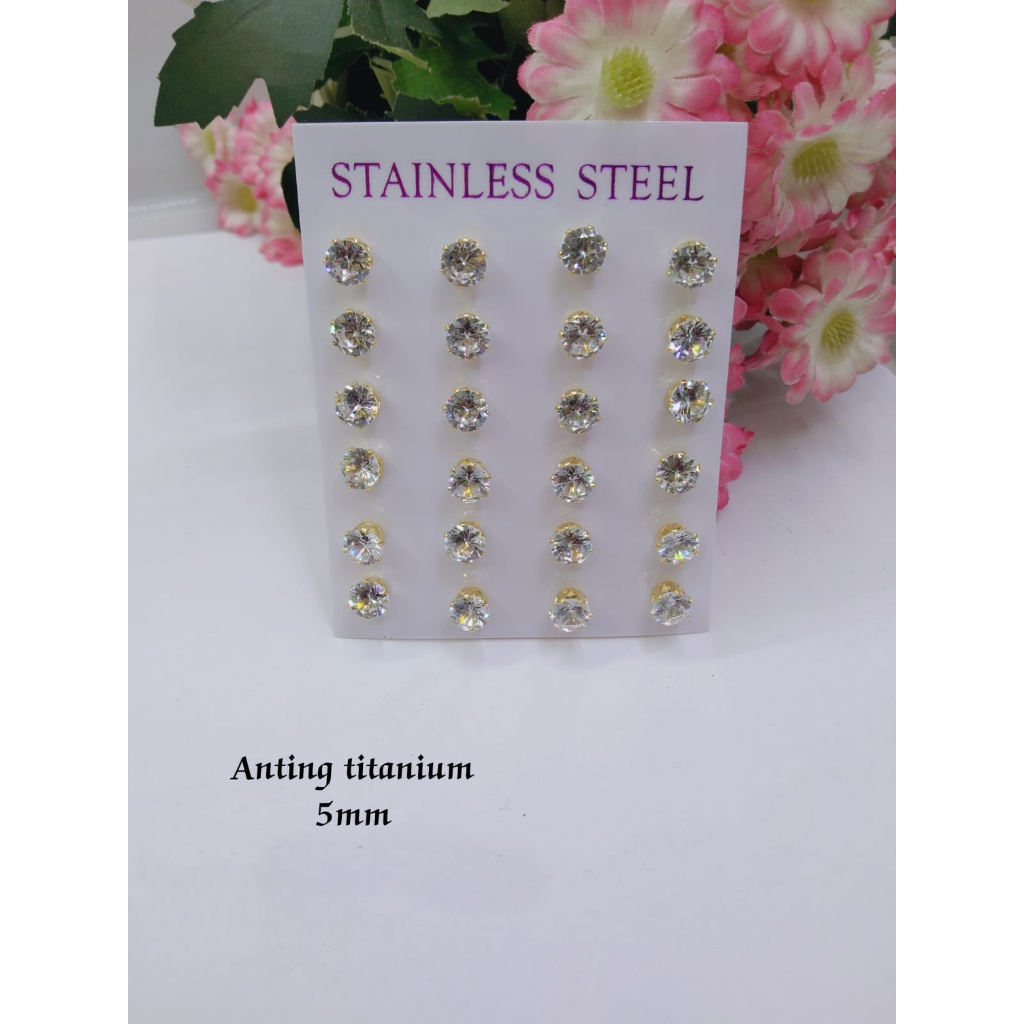 Rayidanraka anting titanium model pelik atau tusuk permata satu cantik tahan lama tidak cepat luntur