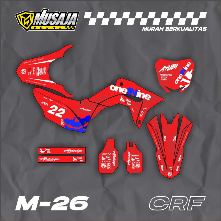 Decal CRF 150L fullbody merah - decal stiker motor CRF fullbody