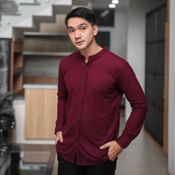 Kemeja Panjang Kemeja Polos Kemeja Slimfit Kemeja Besic Lengan Panjang Kemeja Kasual Navy