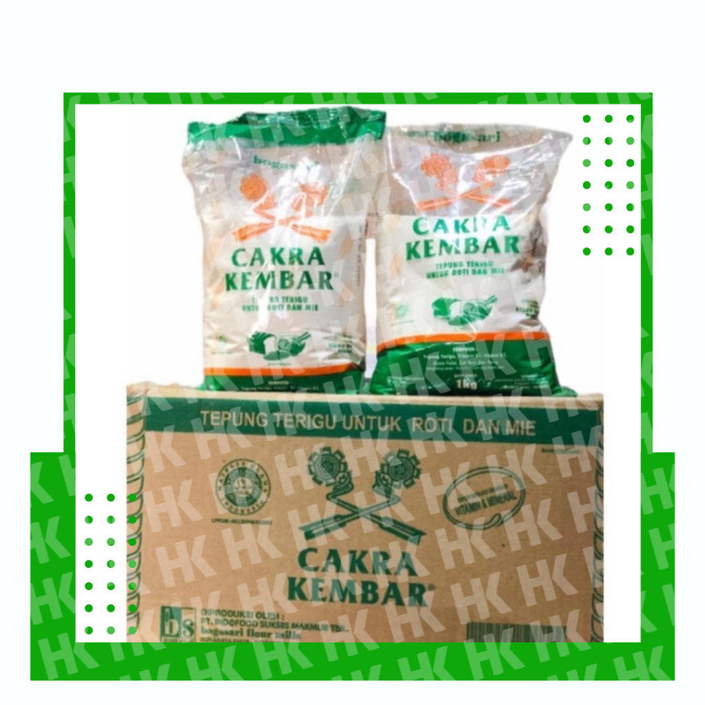 

Terigu Kemasan Cakra Kembar 1kg (1 Dus)
