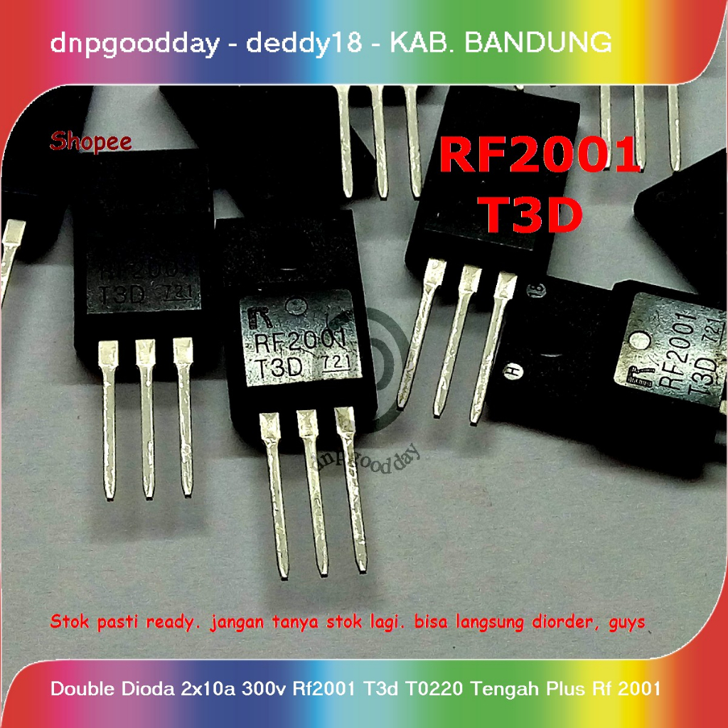 Double Dioda 2x10a 300v Rf2001 T3d T0220 Tengah Plus Rf 2001