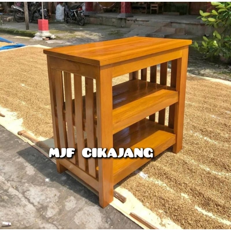 Meja tv Meja aquarium Meja akuarium kayu meja tv kayu 80x40x60 3 susun 3 tahap meja serbaguna rak se