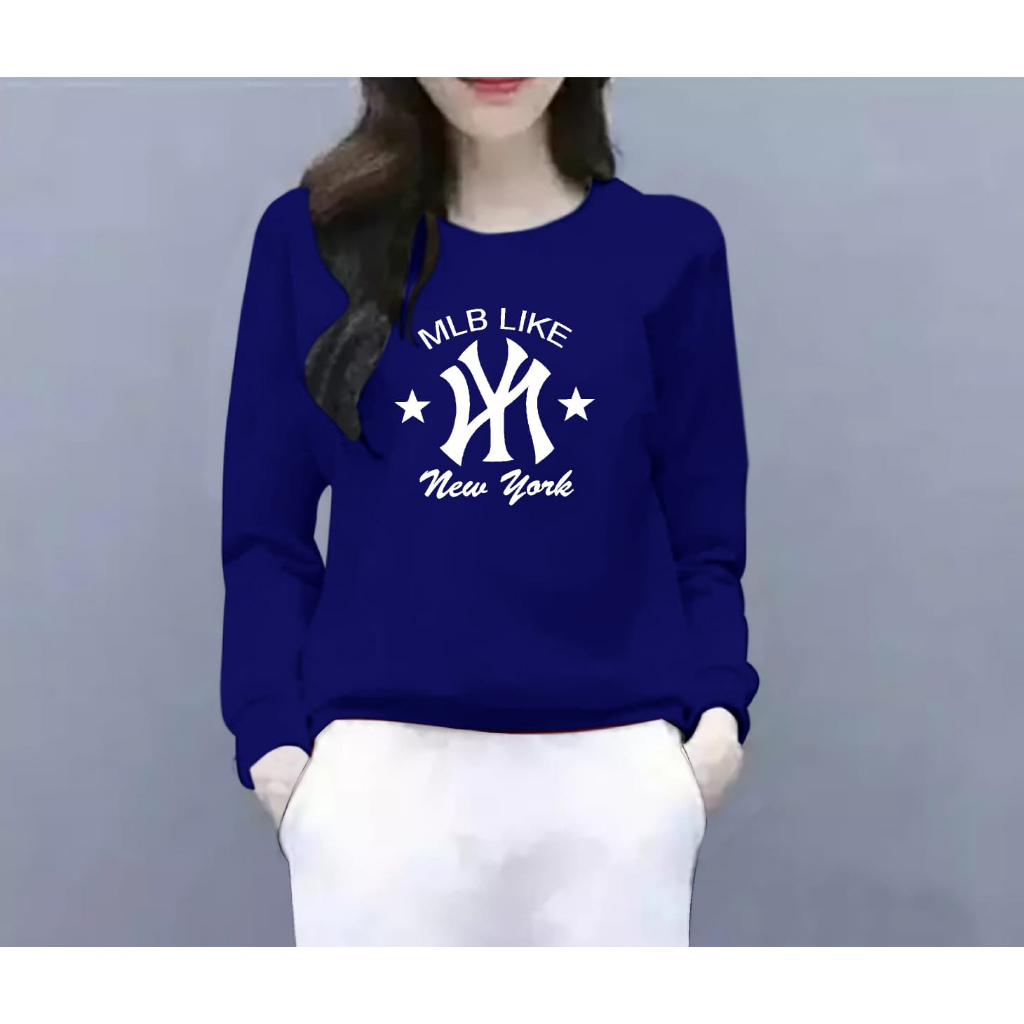 BAJU ATASAN TRENDY MLB LIKE GIRL TERBARU-KAOS DISTRO CEWEK KEREN LENGAN PANJANG MASA KINI DAN TERLARIS