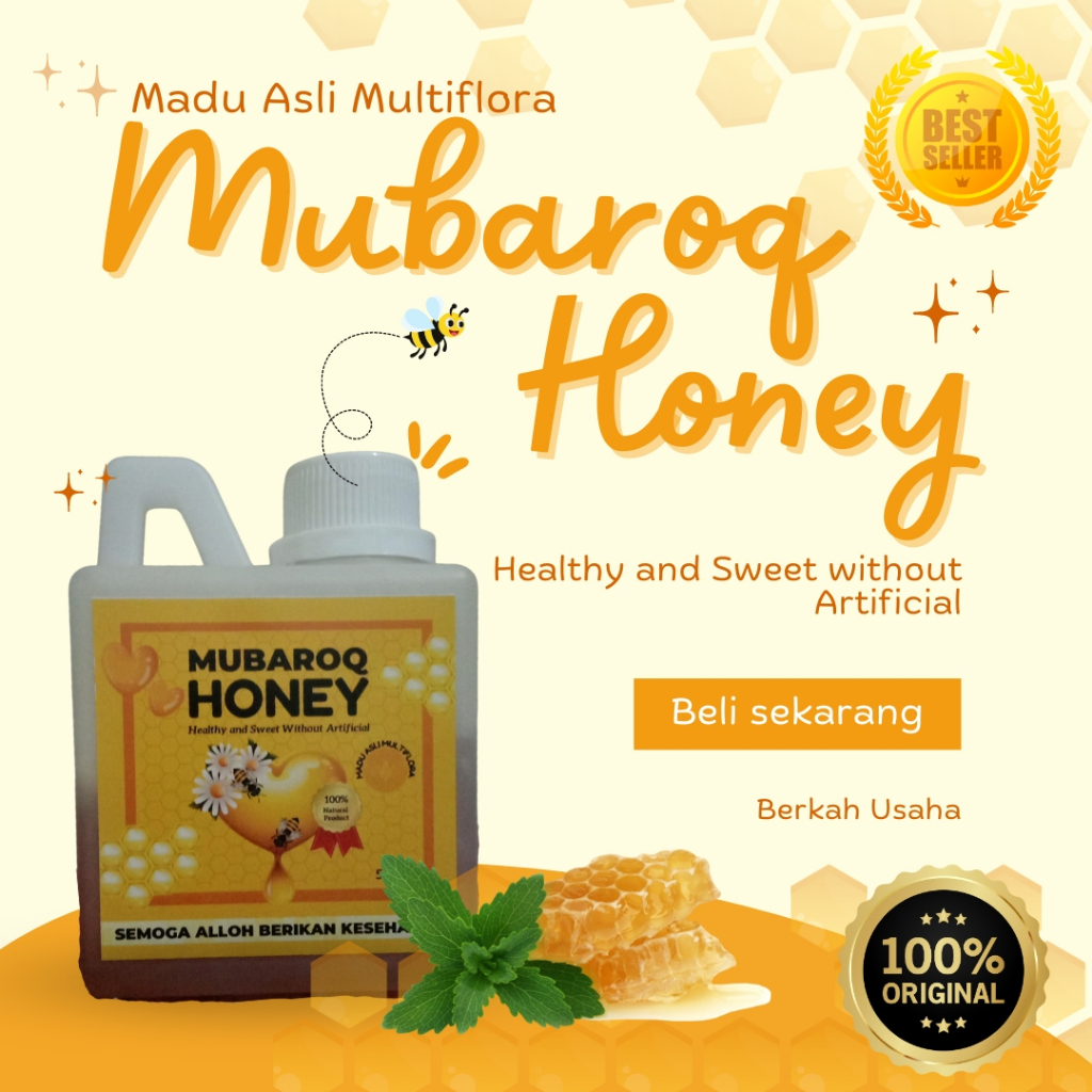 

Madu Murni Asli Nektar Bunga [ 1 kg ] Multiflora 100% Mubaroq Honey ORGANIC