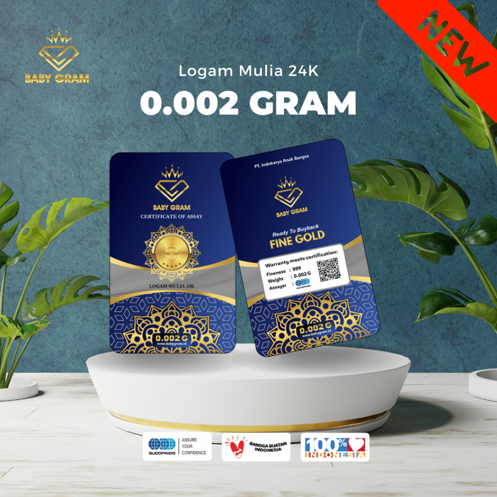 BABY GRAM || Logam Mulia Emas 0,002gr Murni 24K Bersertifikat
