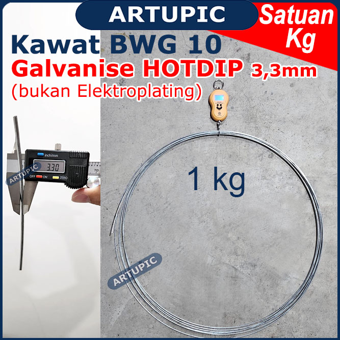 Kawat Galvanise BWG 10 HOTDIP 3,3 mm (PER KG) Kawat Seng Galvanis BWG10 3,3mm 3.3mm 3,3 mm Kawat ikat kandang kawat beton ikat seng #10