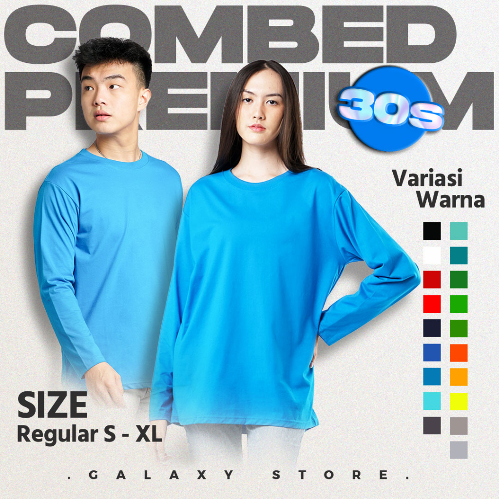Kaos Polos Lengan Panjang Cotton Combed 30s premium Lengan Panjang