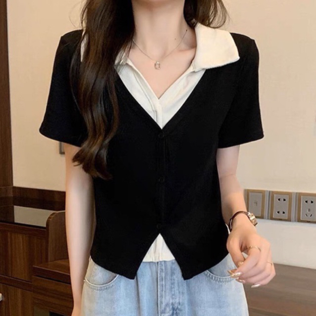 ZARA Atasan Kaos Wanita Two Tone Top