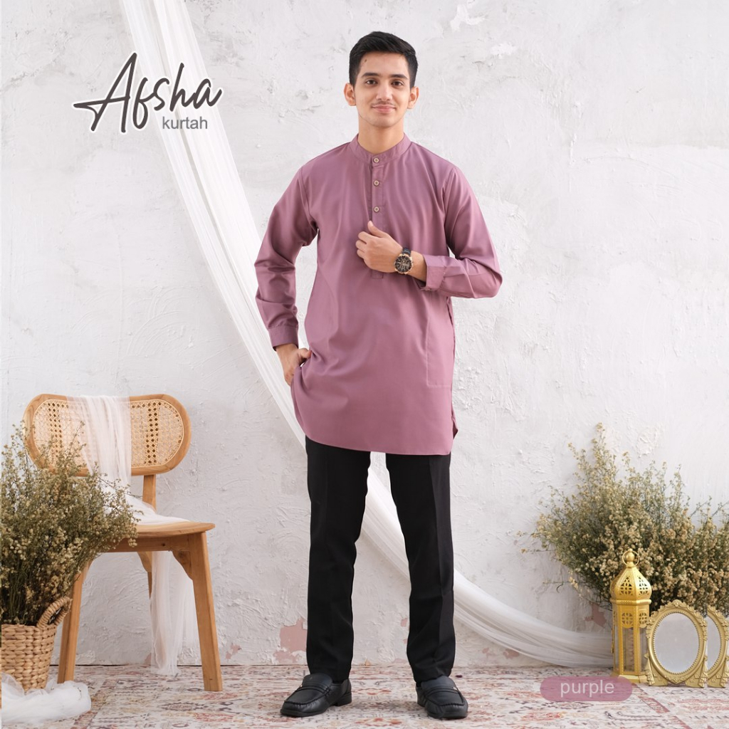 Riskirich Afsha Kurta Baju Muslim Pria Dewasa Kurta Lengan Panjang Premium