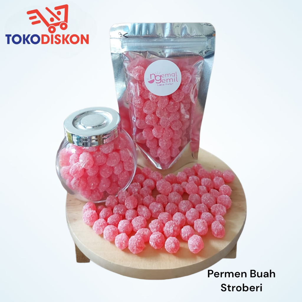 

Permen Rasa Buah Stroberi Tabur Gula Kualitas Premium