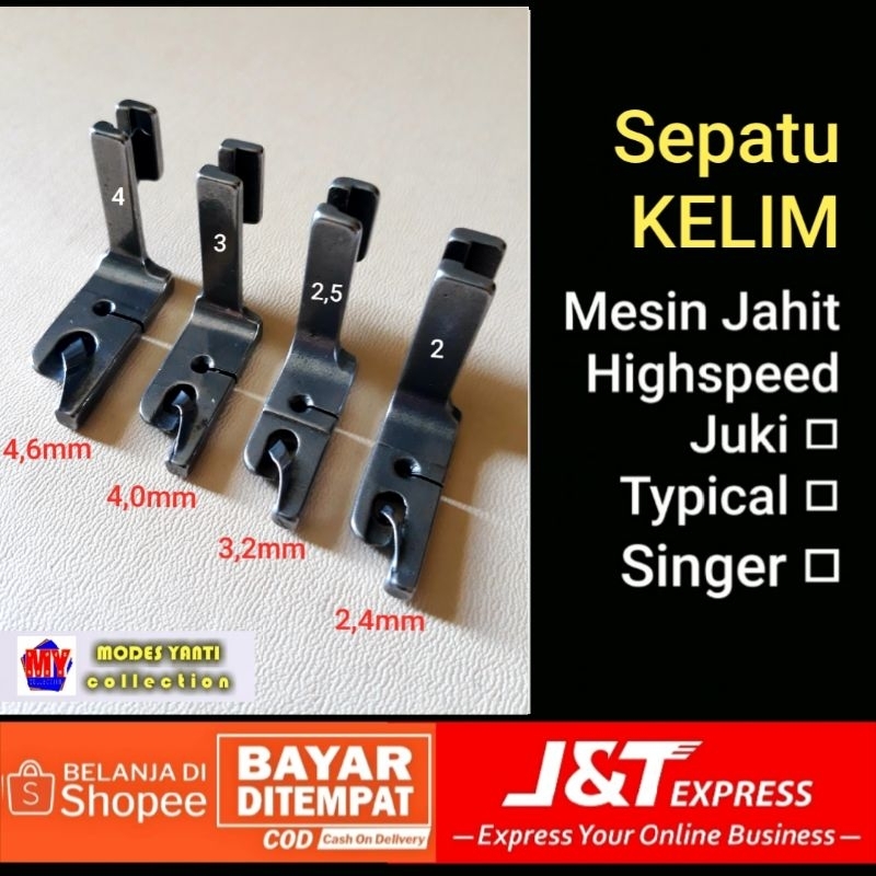 Sepatu kelim no.4 (4,8 mm) - mesin jahit highspeed, juki/typical