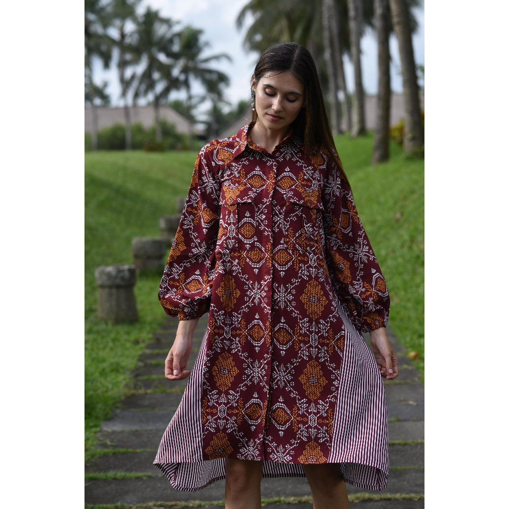 Dress Kantong Batik Bulan Red