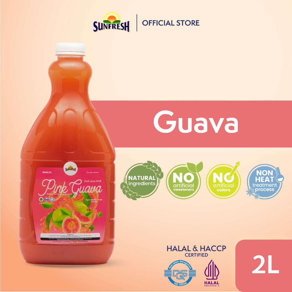 

Sunfresh Daily Pink Guava Juice 2 Liter Mengandung Vitamin C & A - Jus Buah Jambu Merah Asli