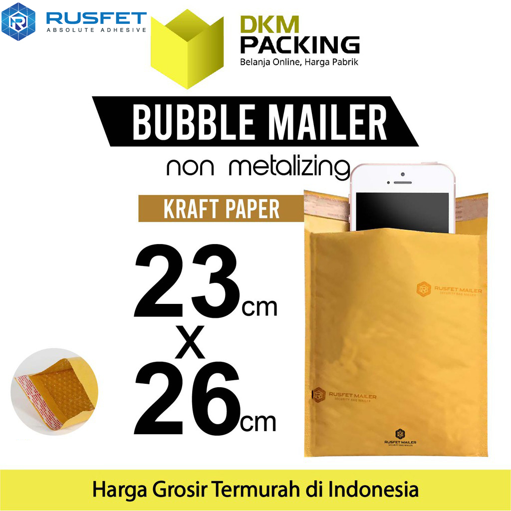 

AMPLOP BUBBLE WRAP KRAFT PAPER 23x26cm RUSFET ENVELOPE BUBBLE BAG MAILER PREMIUM TERMURAH / SATUAN