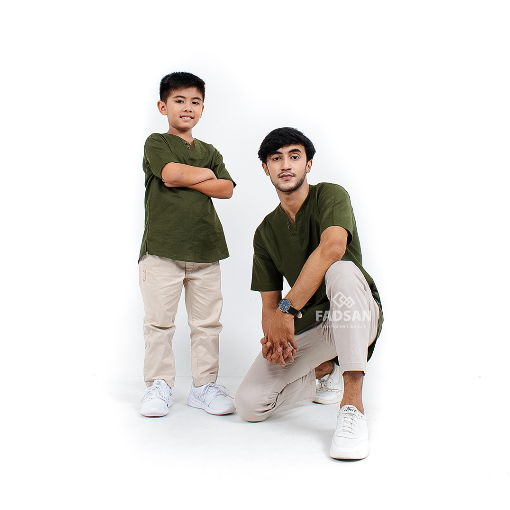 Koko Couple Ayah Anak Lengan Pendek Tidak Gatal Adem Mono Series - FADSAN