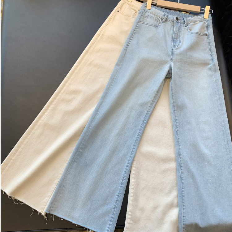 Krem Korean Highwaist Loose Celana Jeans Wanita Rawis