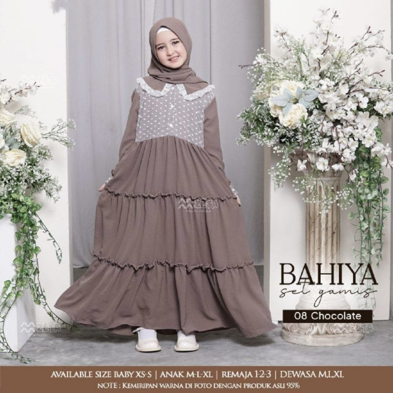 Gamis Bahiya Kids FREE HIJAB/ Baju Anak Perempuan 7 s/d 14 Tahun/ Gamis Anak Perempuan