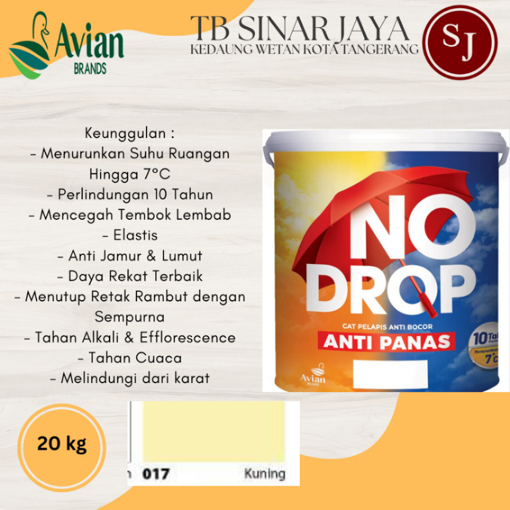 Cat Nodrop Anti Panas 20KG Cat Pelapis Anti Bocor dan Anti Panas 10 Tahun - 017 Kuning