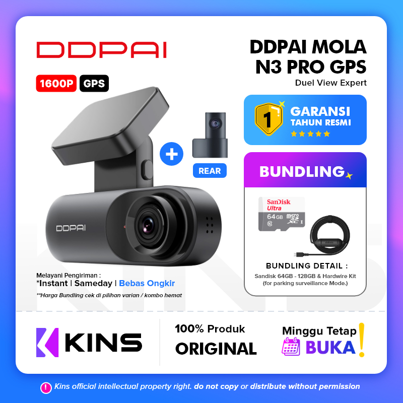 DDPAI N3 PRO GPS DashCam 1600p 2K FOV 140° QHD Night Vision / DDPAI Mola N3 Pro GPS DashCam