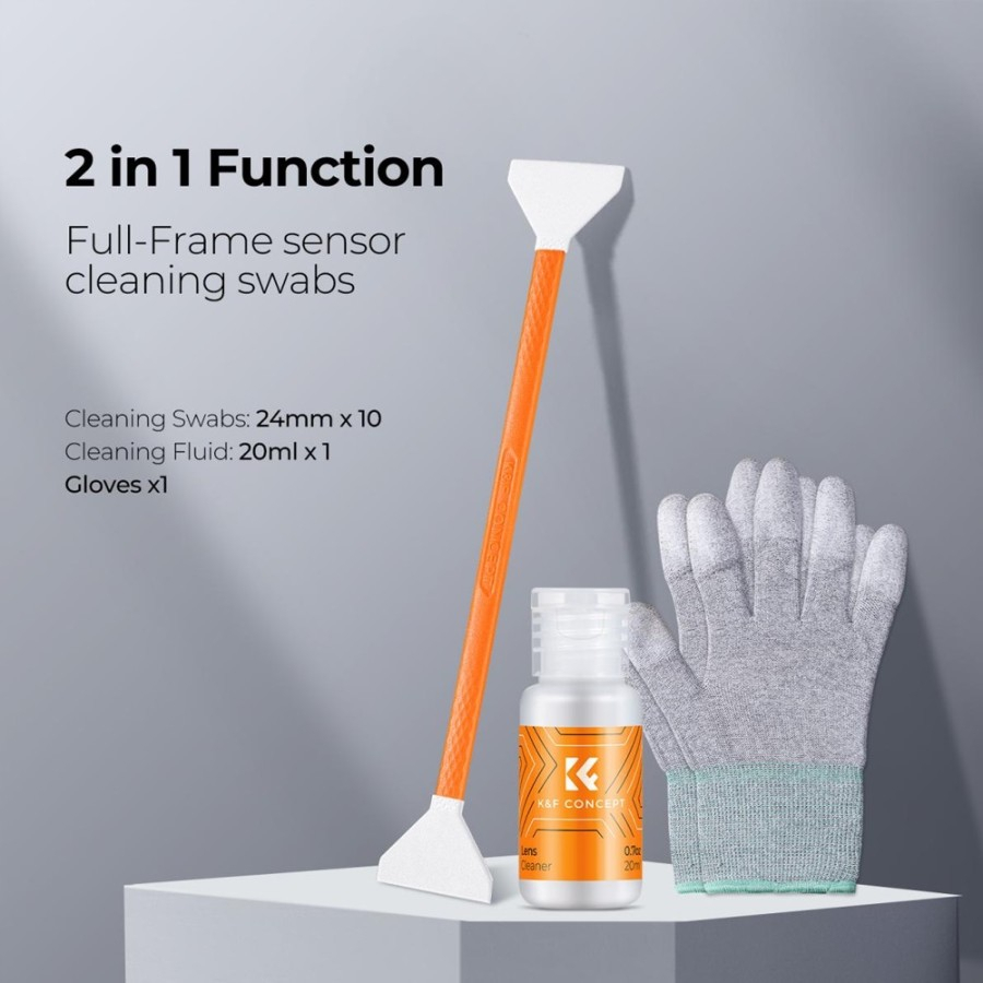 KNF Concept 24mm Full Frame Sensor Cleaning Stick Kit + Liquid + Glove