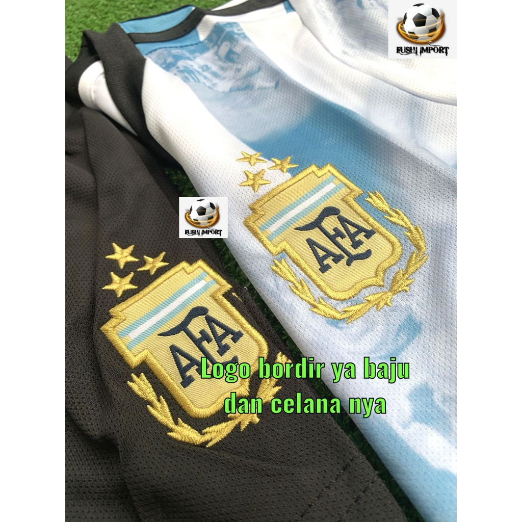 Setelan Jersey Baju Bola Anak Argentina Special Kids Juara Dunia 2022 Fullset Satu Set Grade Ori