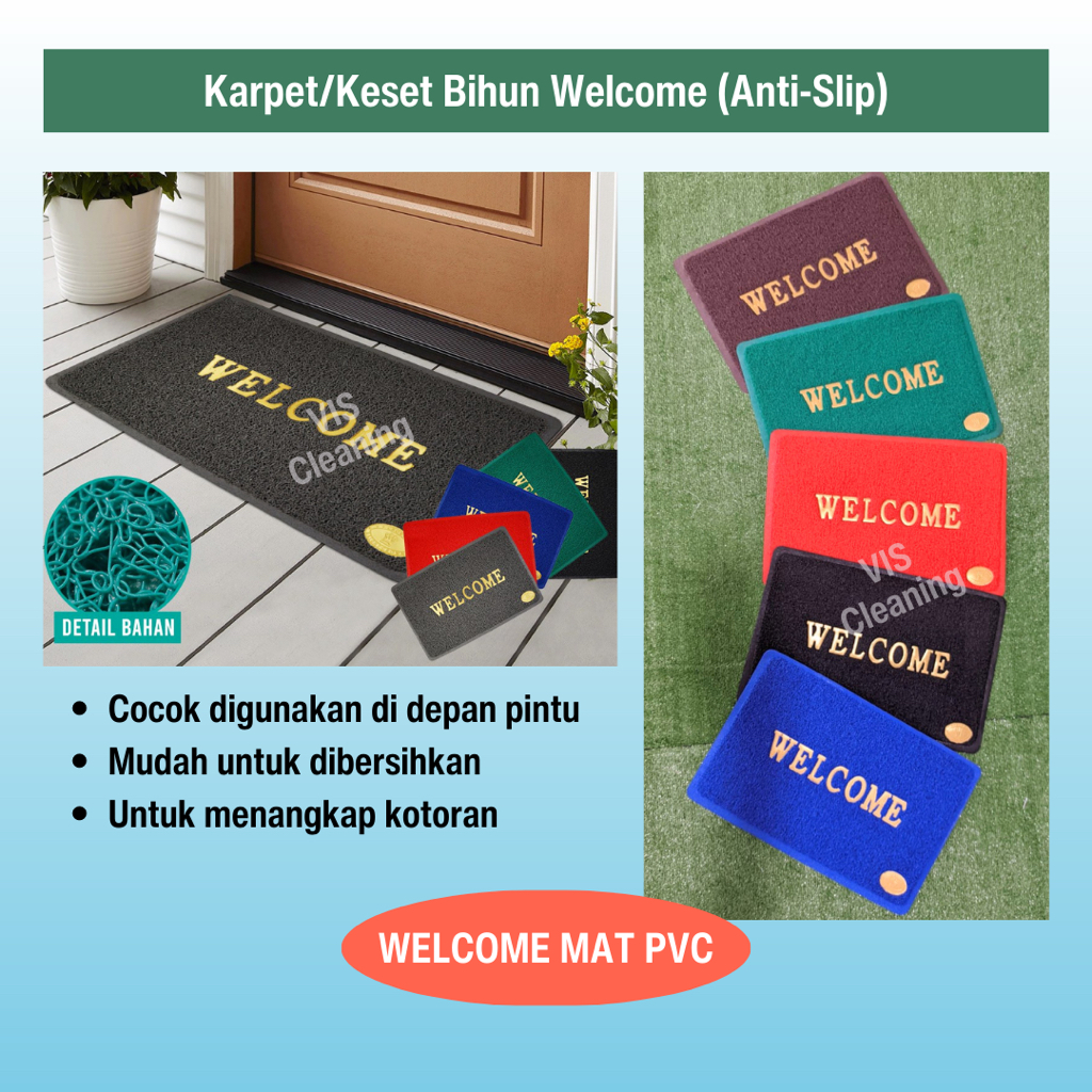 (PROMO MEI) Karpet/Keset Welcome PVC Bihun 60 X 90 cm (Gratis Karpet Welcome Kecil)