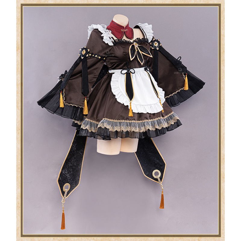 ready stock hutao maid uwowo costum cosplay size S