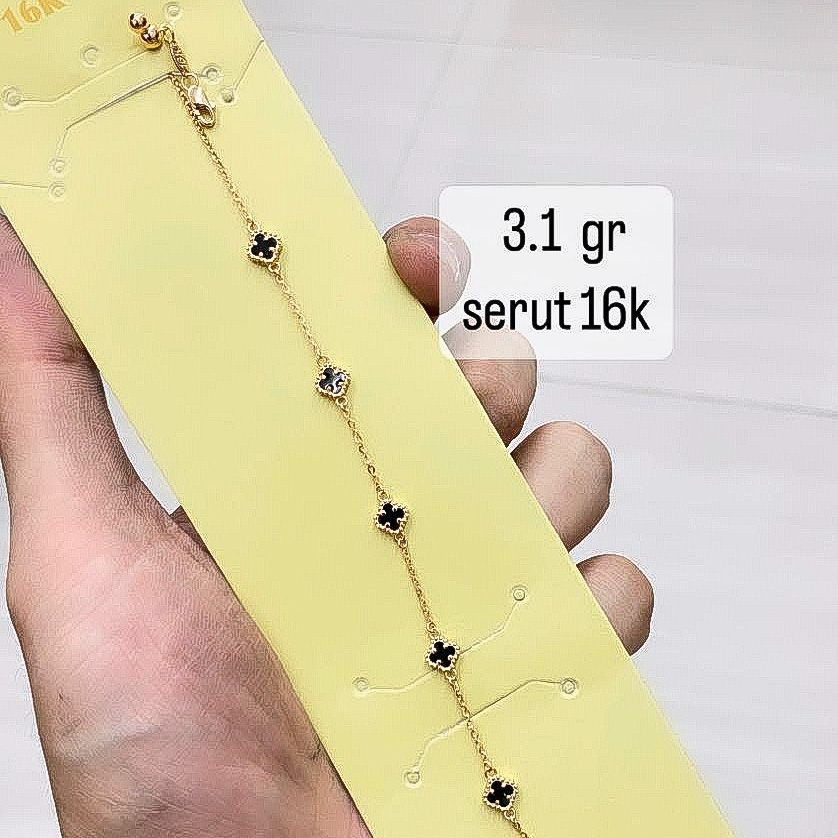 Set cincin kalung anak dan dewasa emas asli kadar 70 75 16k 17k van vc rosegold clover hitam branded gelang serut anting bulat gantung kerabu duduk paku cucuk