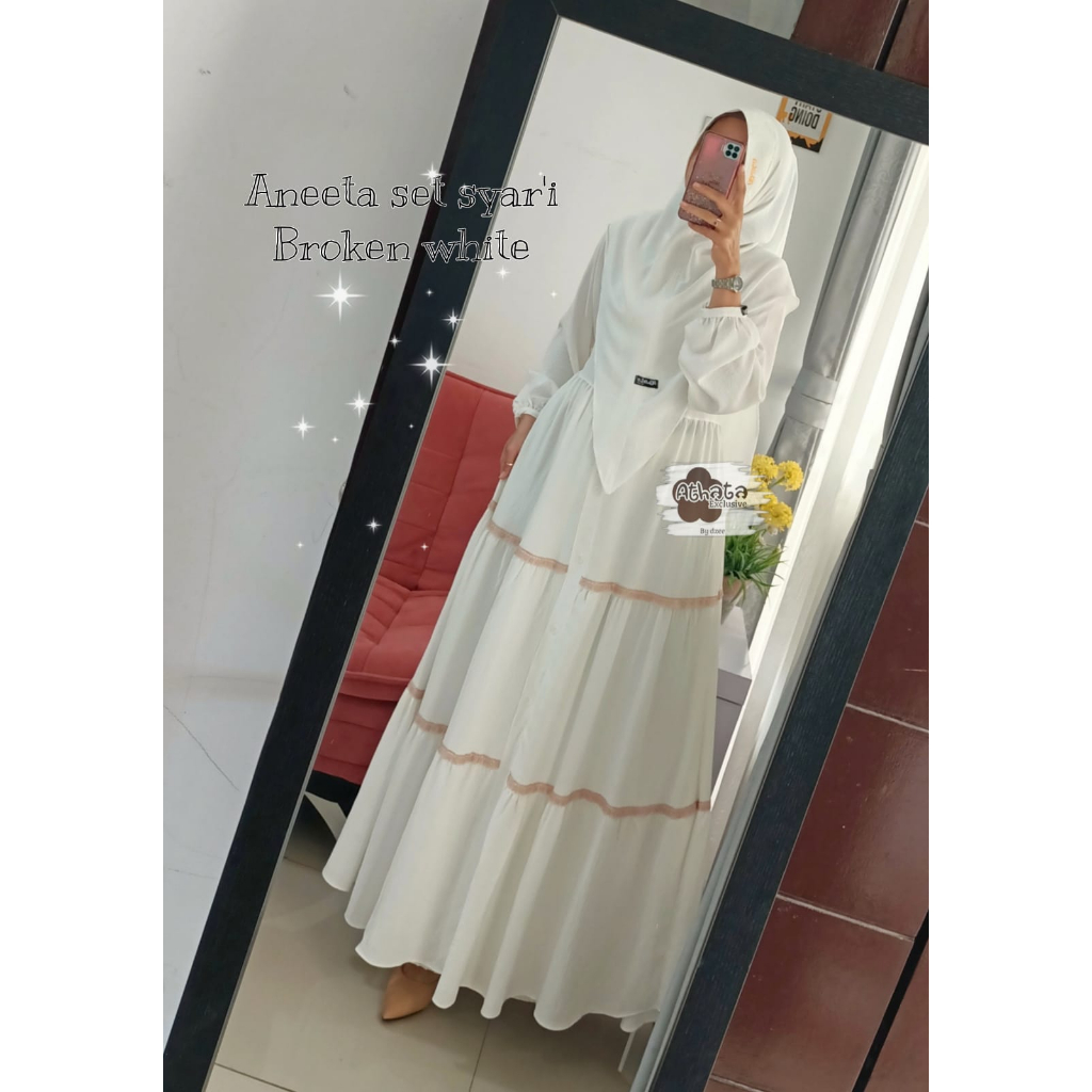 Gamis Ori Athata By Dzee/ Aneeta Set Syar'i/ Gamis Bahan Cringkle Premium