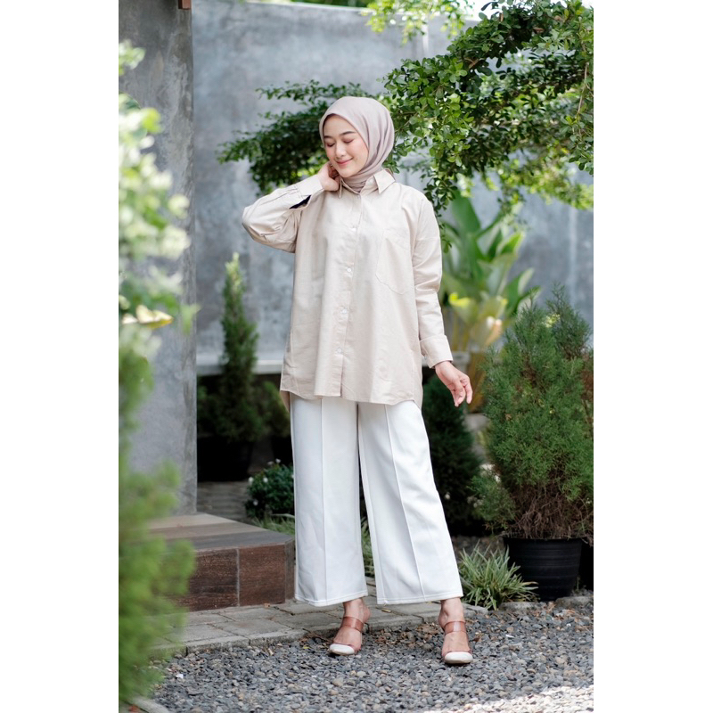 Kemeja Wanita Linen Oversize Olivia Shirt Linen Pocket