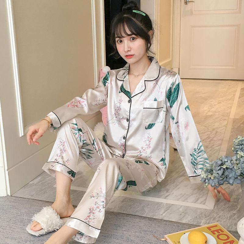 Ready Stock!!! Baju Tidur Piyama Set Bahan Satin Motif Lengan Panjang Celana Panjang / Piyama Import / Super High Quality / Baju Tidur Import / Baju Tidur Murah / Piyama Set / Baju Tidur Set