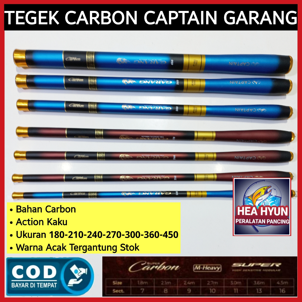 Tegek CARBON CAPTAIN GARANG 180 . 210 . 240 . 270 . 300 . 360 . 450 Super Carbon Action Medium heavy