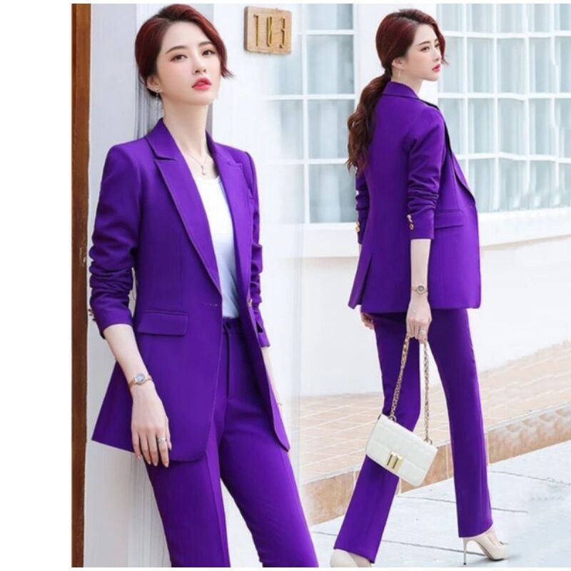 Setelan 2in1 Jas Wanita Ungu purple Slimfit/Atasan Blazer ungu wanita