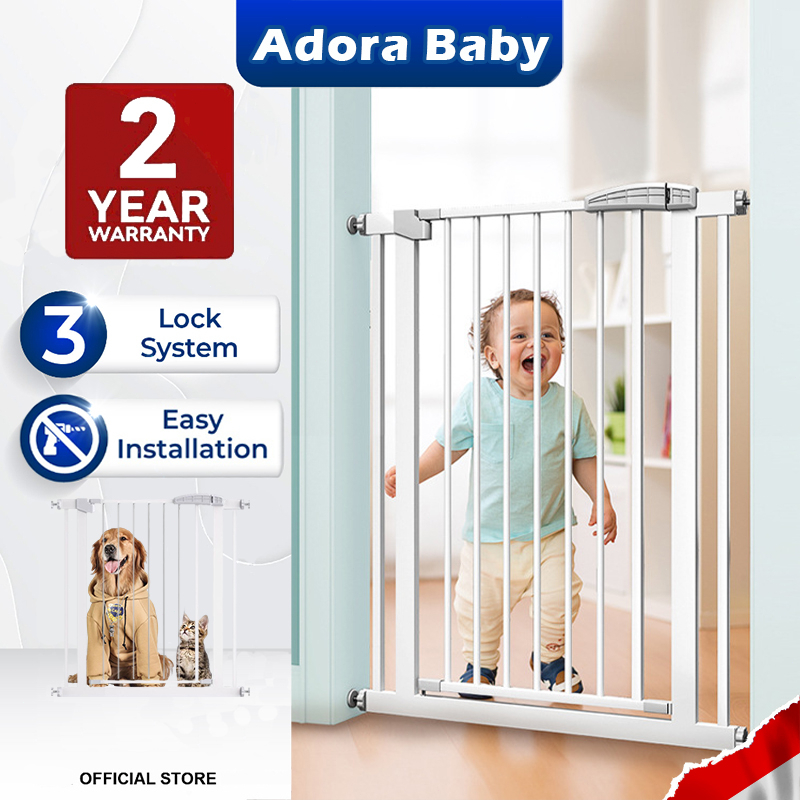 [ Tinggi 80CM ]Baby Safety Gate Pagar Pengaman Bayi 75-436cm/Pagar Bayi Bermain/Pagar Pintu Bayi  Pet/Penghalang Pintu Bayi/Baby Gate/Pagar Tangga Bayi/Baby Fence/Pagar Anak Bermain