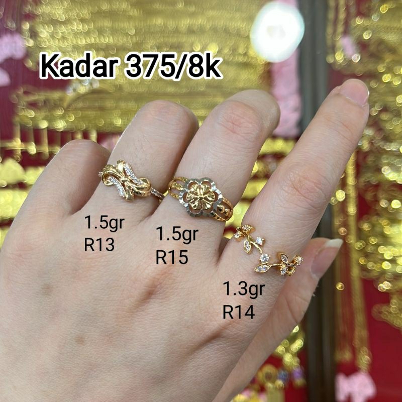 Cincin Kadar 375/8K Cincin Emas Asli Modis