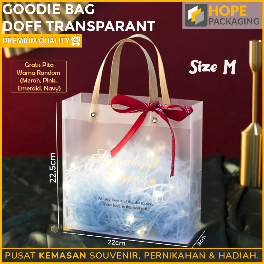 

Goodie Bag Doff Transparant + Pita / Kantong Hampers Hand Bag / Goodie Bag Doff Premium /Transparent Doff Hand Flower Bag