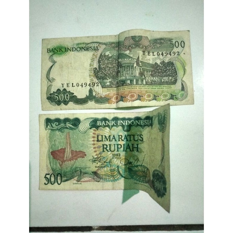 lembaran uang kuno 500 rupiah bunga bangkai asli Indonesia