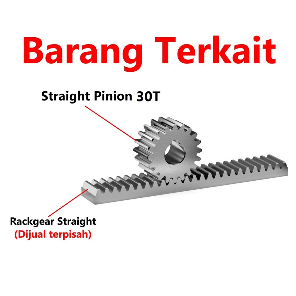 [HAEBOT] Straight Rack Gear Pinion Rackgear 30T 1M Bore 14mm 16mm CNC Lurus Router Plasma Laser Mesin Spur Industri Module 1 Transmisi X Y Axis