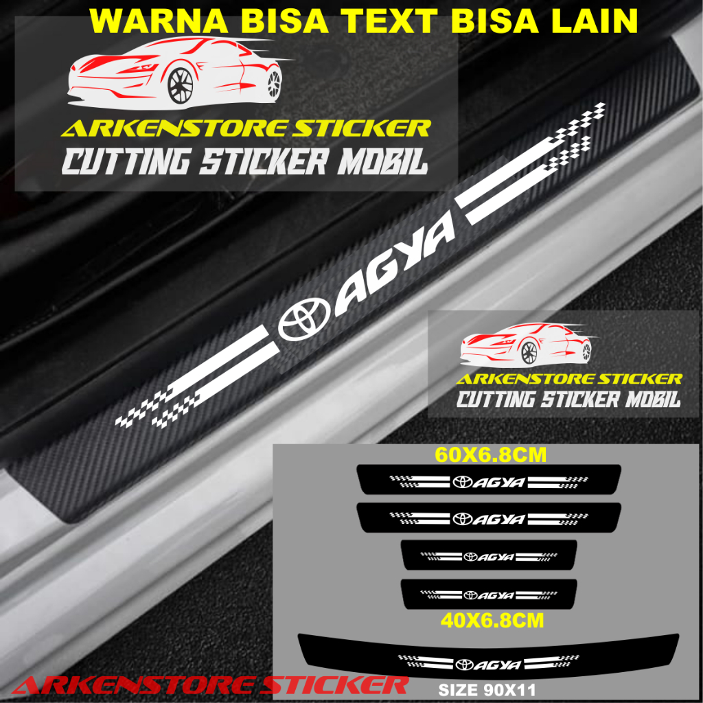 5pintu sticker sill plate carbon 3d mobil agya sticker karbon 3d pelindung pijakan bumper bagasi mob