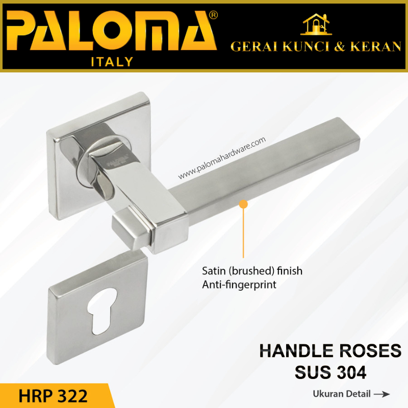 Handle Pintu Roses PALOMA HRP 322 LHT XISCO SQ SS GAGANG PINTU RUMAH