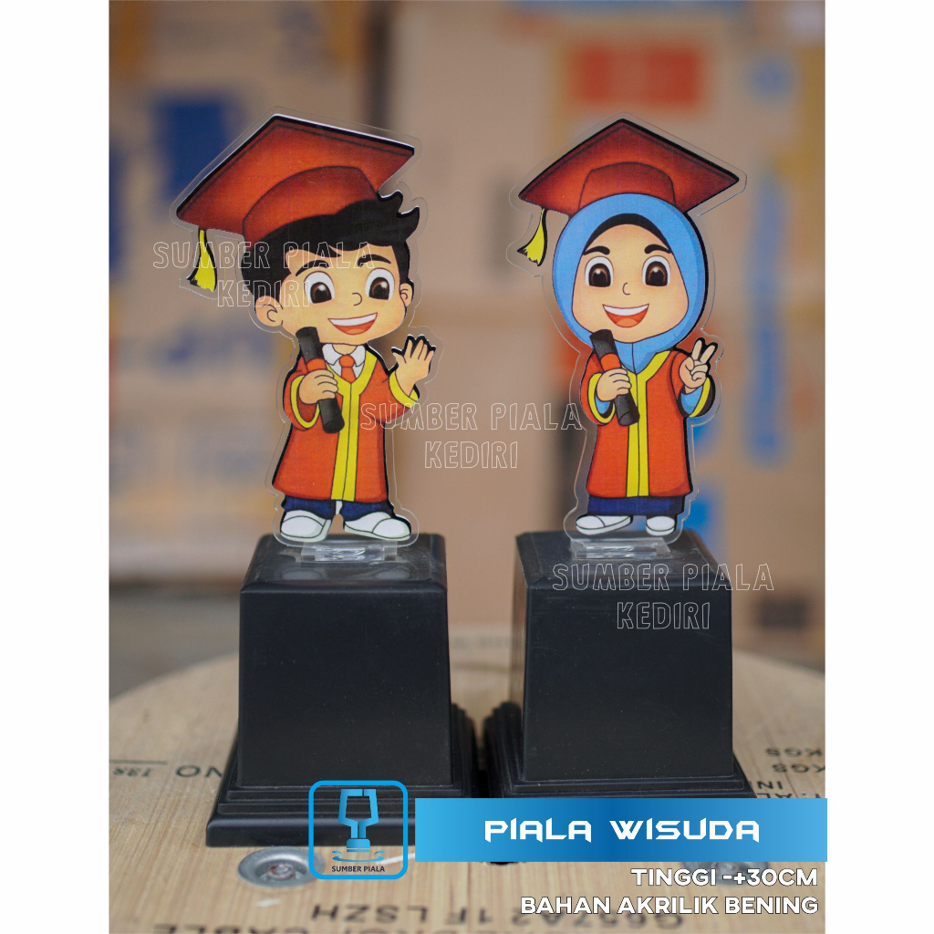 termurah piala wisuda (Hijab GRADUATION) , piala kelulusan, piala TK wisuda , kartun wisuda , happy 