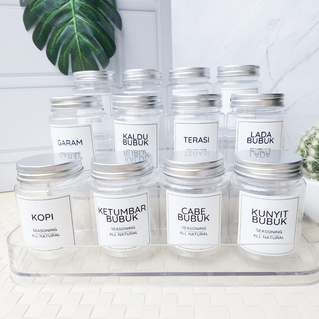 【GOGOMART】HB GRATIS SENDOK - Wadah Tempat Bumbu 200ml / Spice Jar Aesthetic / Minimalist Pantry Organizer / Botol Sambal Wadah Bumbu- 200ml - BUMBU HB