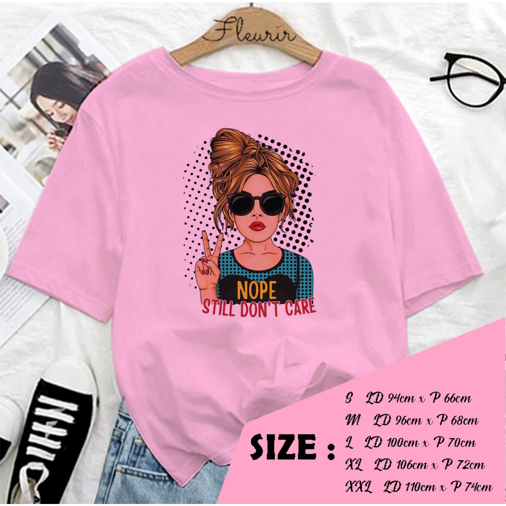 FLEURIR - COD KAOS WANITA PRIA REMAJA DEWASA UNISEX TSHIRT JUMBO OOTD LENGAN PENDEK OVERSIZE NOPE CARE